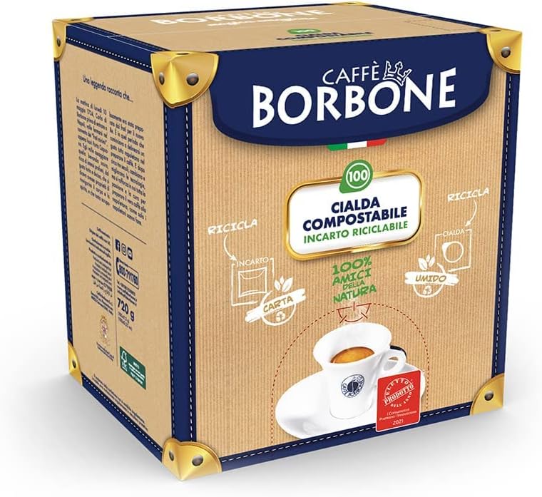 CAFFÈ BORBONE Red Blend Compostable Coffee Pods - 100 Pack - ESE 44mm Compatible 6