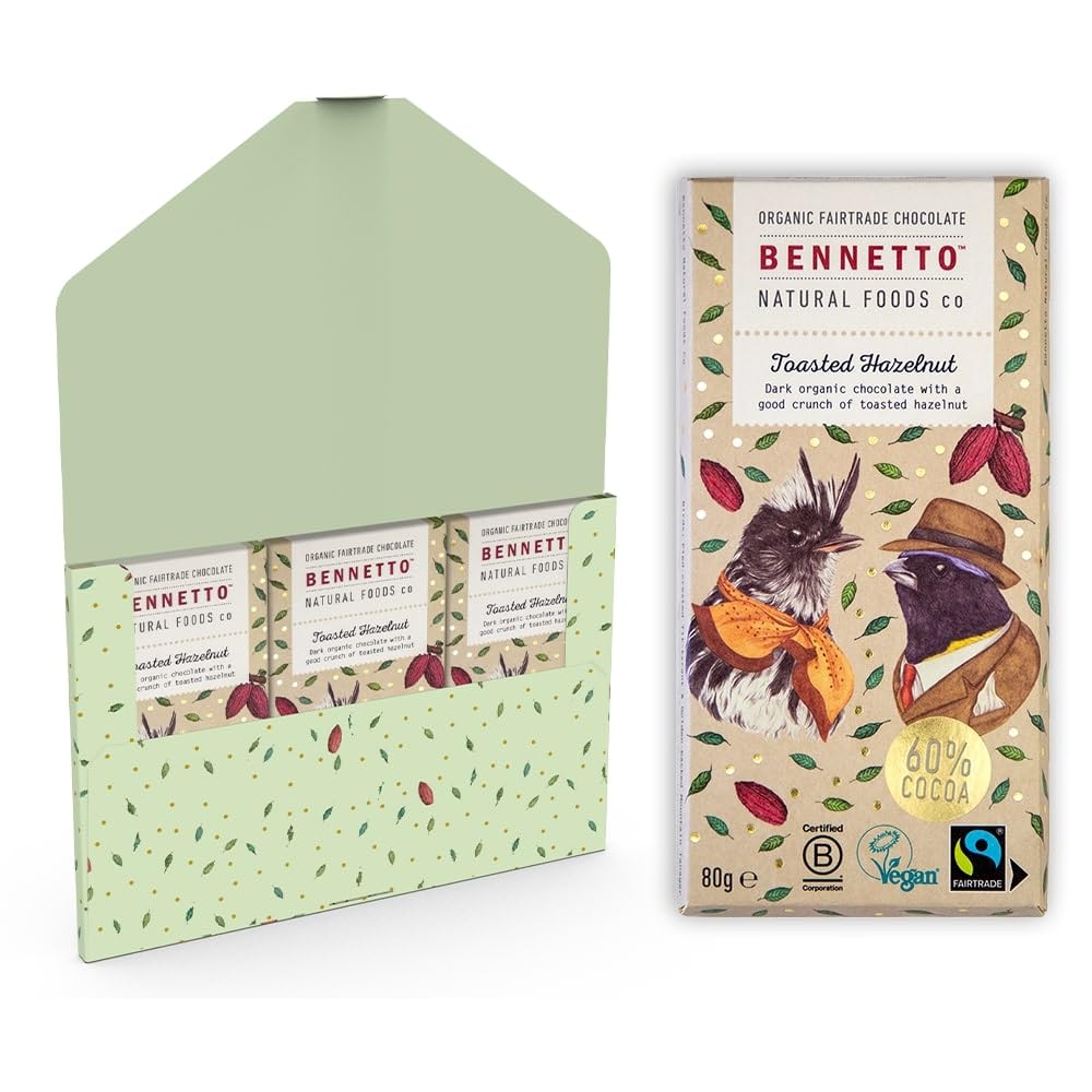 Bennetto Organic Dark Chocolate with Toasted Hazelnuts 60% - 270g