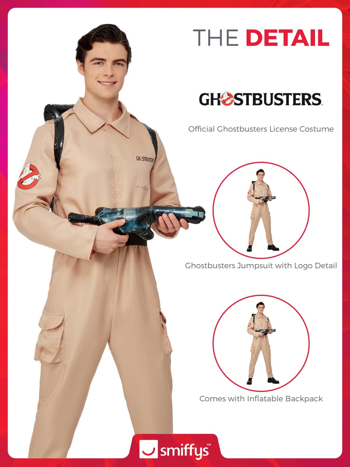 Smiffys Ghostbusters Men's Inflatable Costume Jumpsuit with Backpack 6