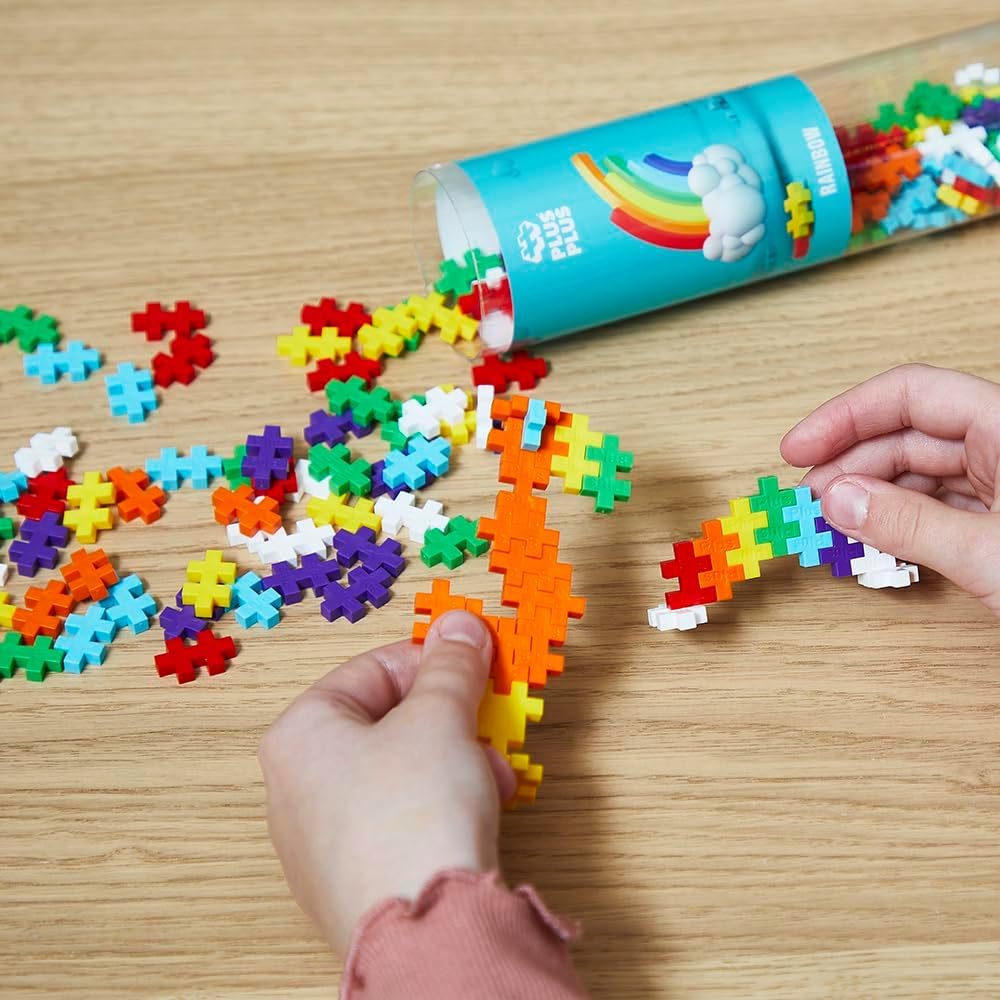 PLUS PLUS Building Blocks - 240 pc Creative Learning & STEM Set | Rainbow Color | Ages 5+ 6