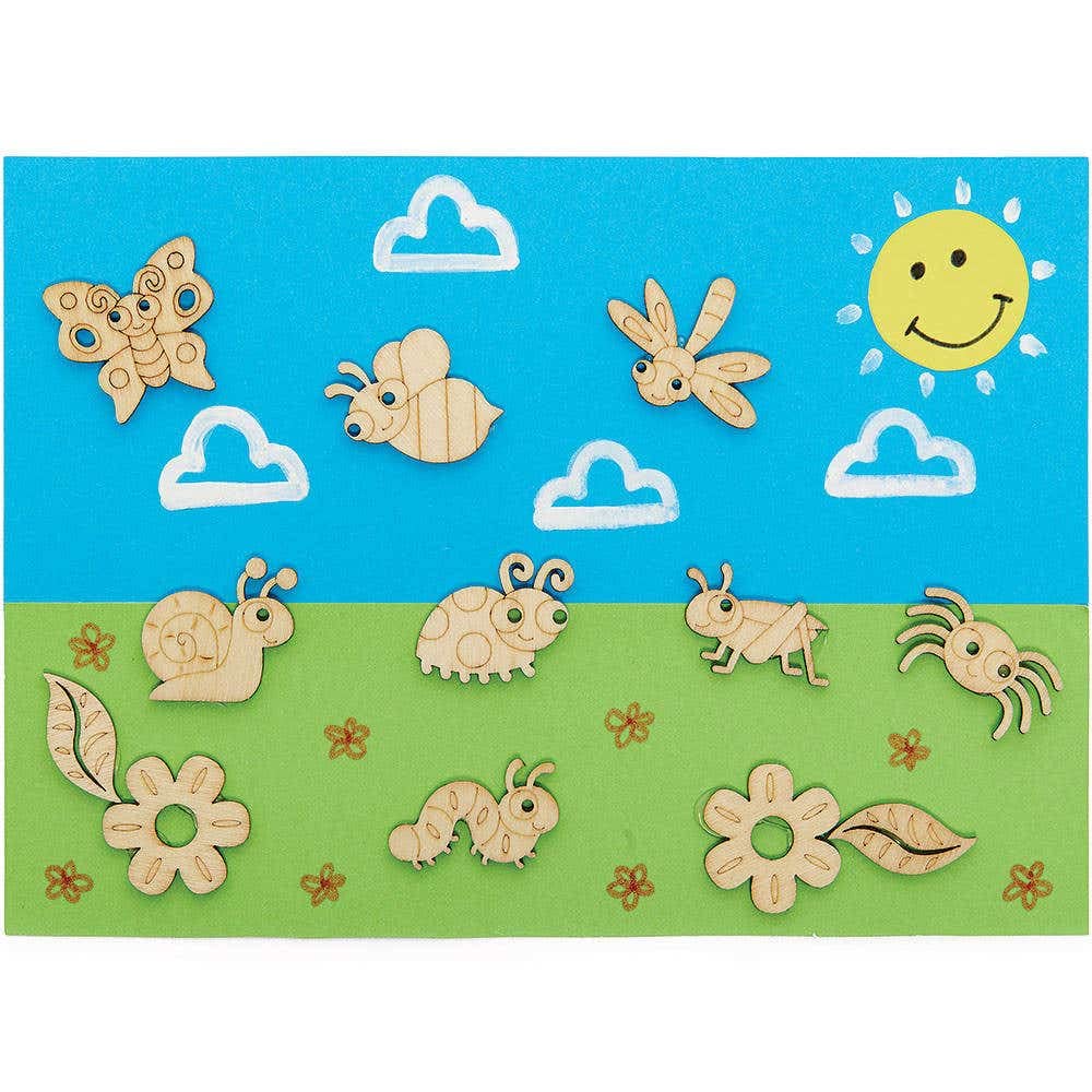 Baker Ross FC721 Bug Mini Wooden Shapes - Pack of 100, Wood Crafts for Kids, Card Making Supplies 4