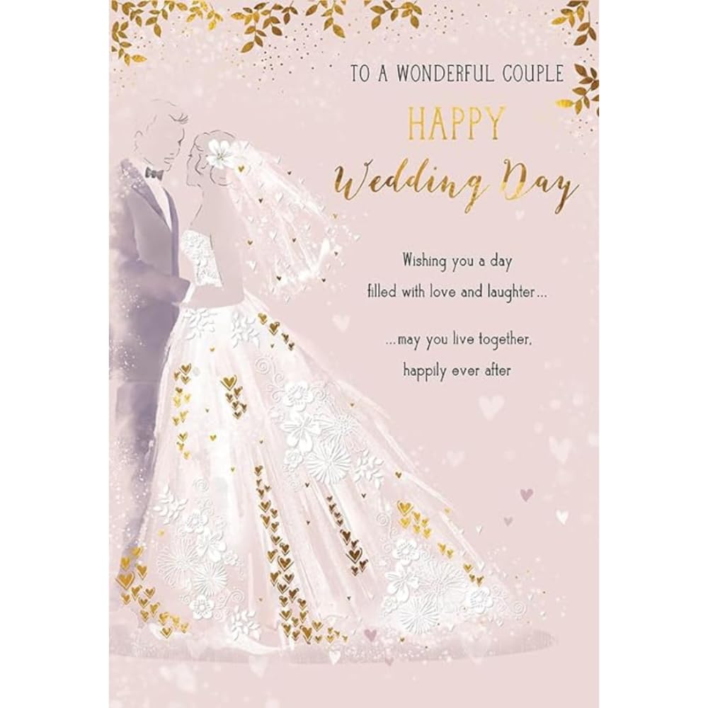 Piccadilly Greetings Wonderful Couple Happy Wedding Day Card | 9 x 6 Inches | Pink 1