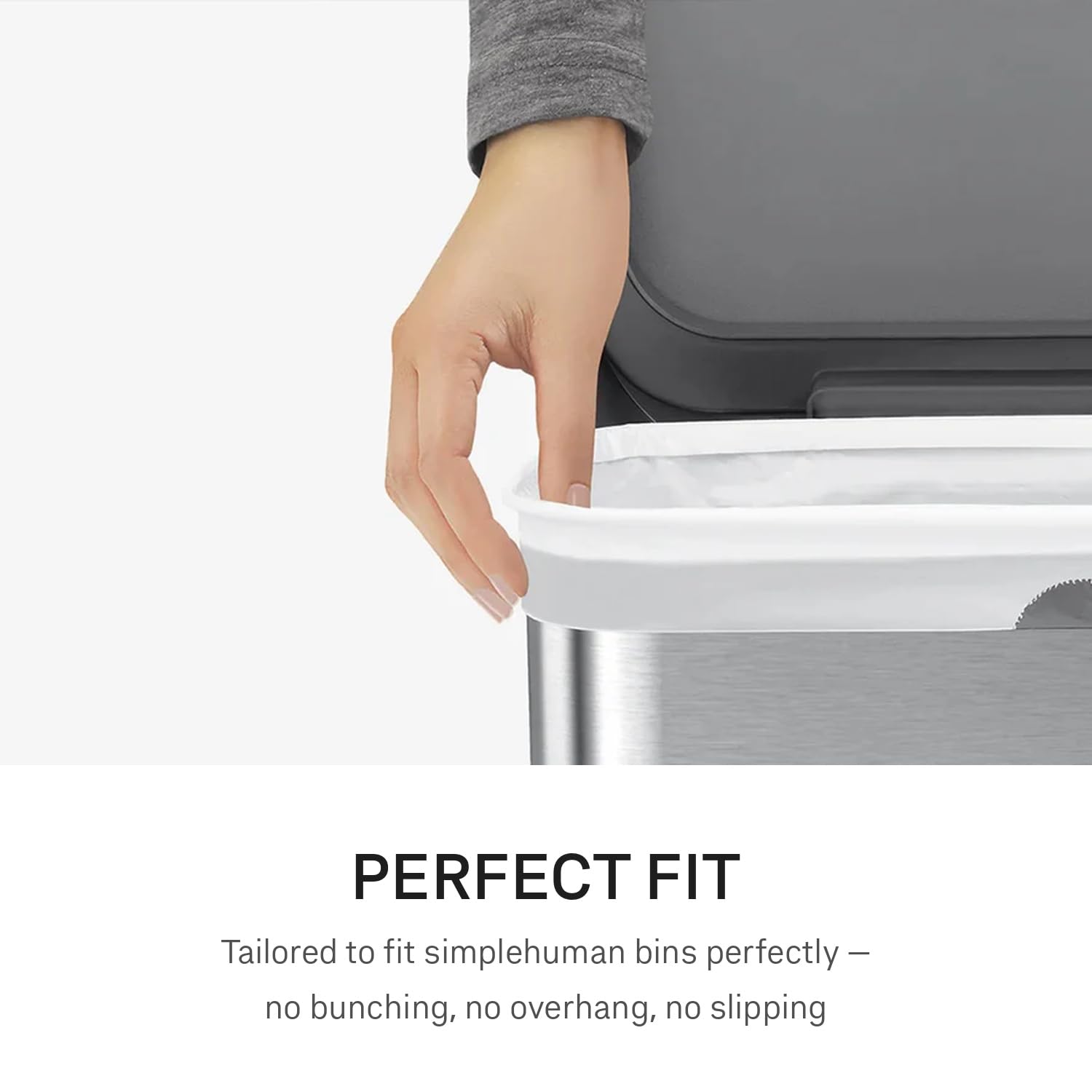 simplehuman CW0256 Code F Custom Fit Bin Liner Bulk Pack, White Plastic, 60 Count 2