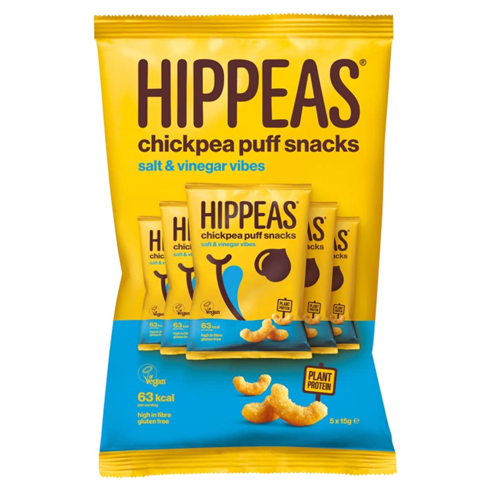 HIPPEAS Salt & Vinegar Chickpea Puff Vegan Crisps Multipack | 5 x 15g