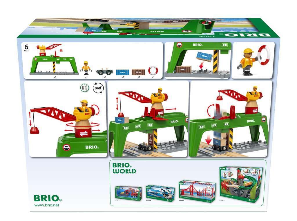 BRIO World Container Crane - Wooden Railway Playset for Kids Age 3+ 9