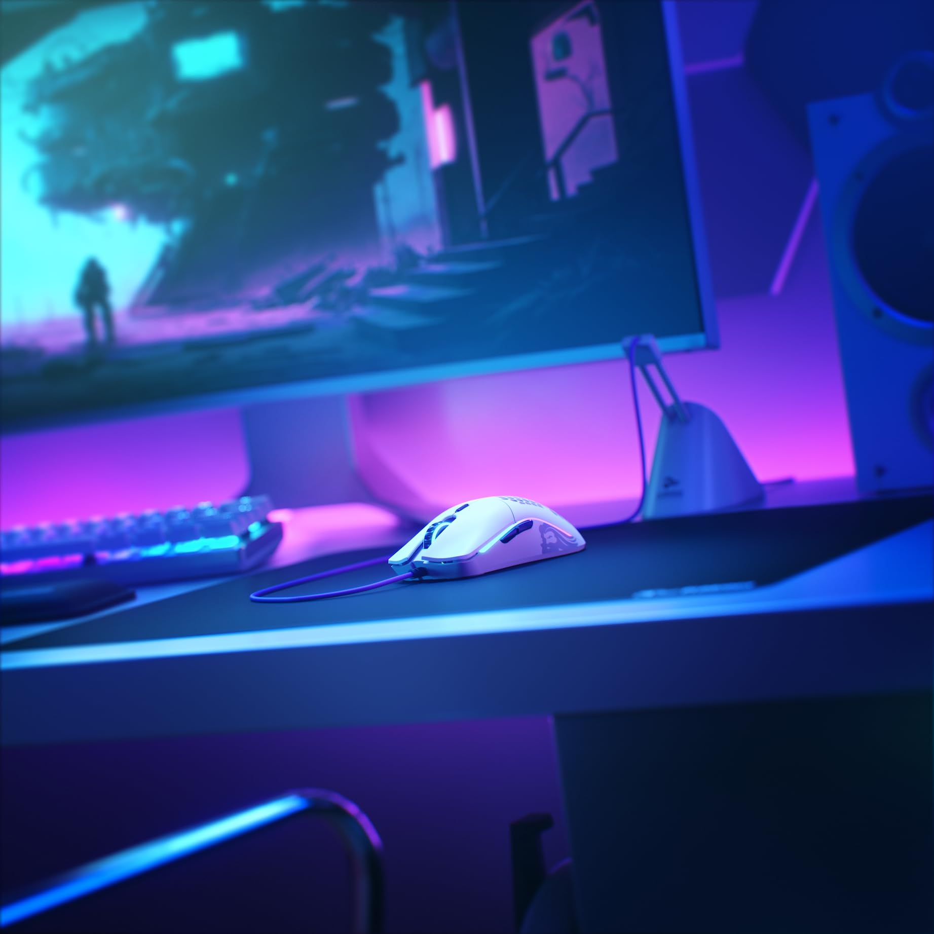 GLORIOUS Model O Wired Gaming Mouse - 67g Superlight Honeycomb Design, RGB, Pixart 3360 Sensor, Omron Switches, Ambidextrous - Matte White 9