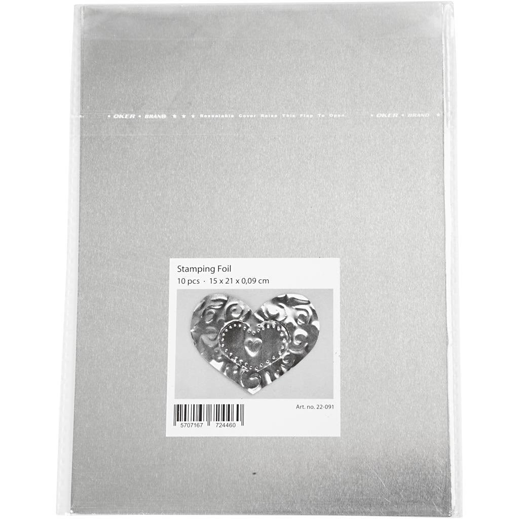 Creativ 10-Piece Stamping Foil Sheets - 15 x 21 cm, 0.9 mm Silver Foil for Embossing Crafts 6