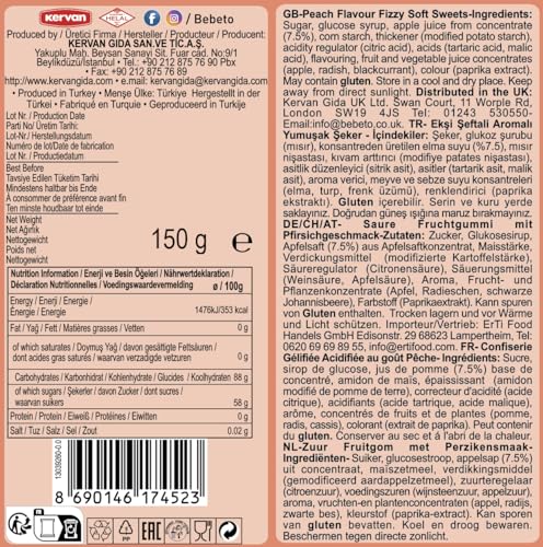 Bebeto Peach Hearts Fizzy Chewy Candy (150g) - Real Fruit Juice, No Artificial Colours 5