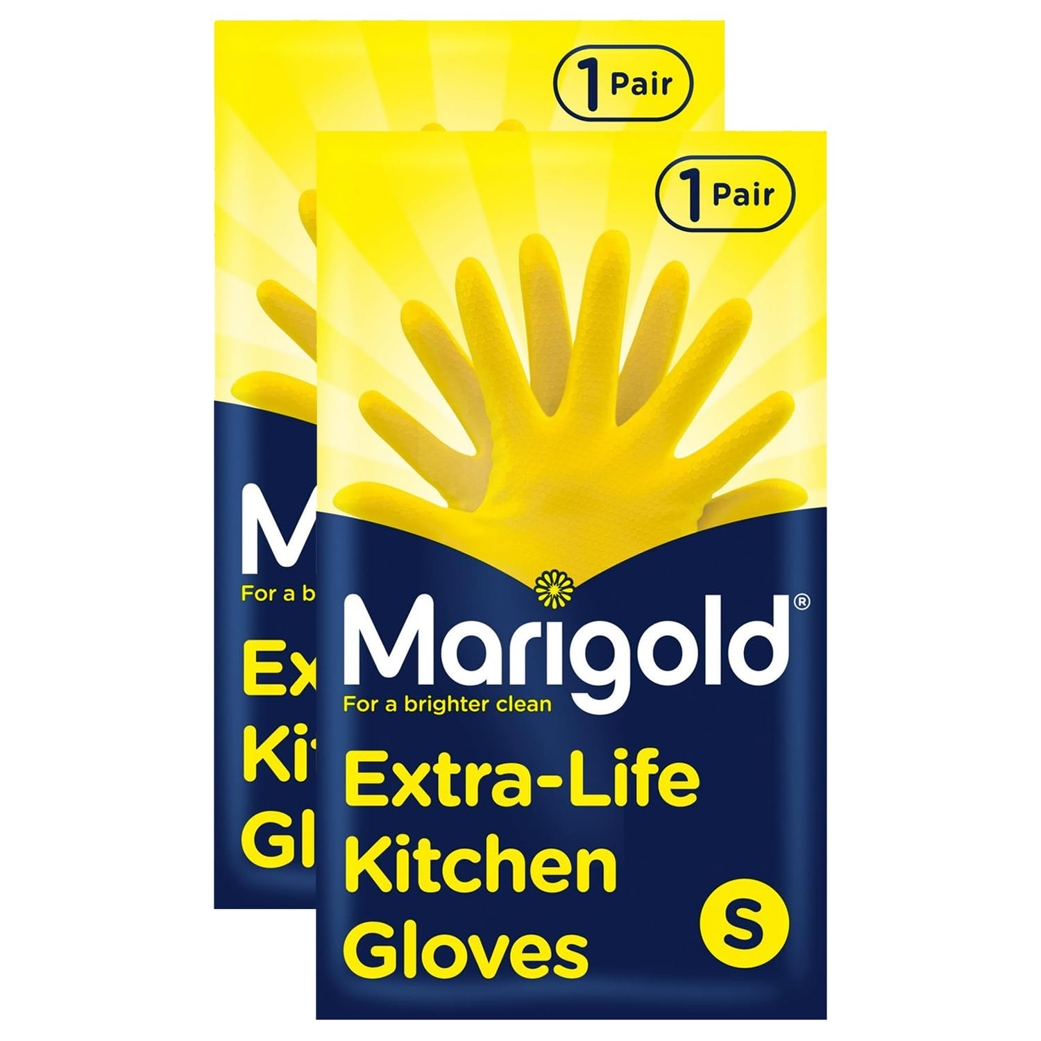 Marigold Extra Life Kitchen Gloves - Triple Layered Latex, Cotton Lined, Size S, Yellow 1