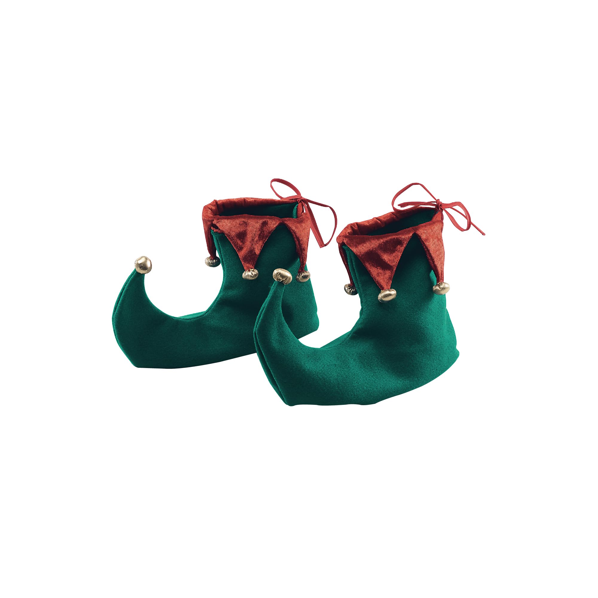 Bristol Novelty Christmas Elf Shoes Costume - 1 Pair Adult Unisex Green Red Gold 8