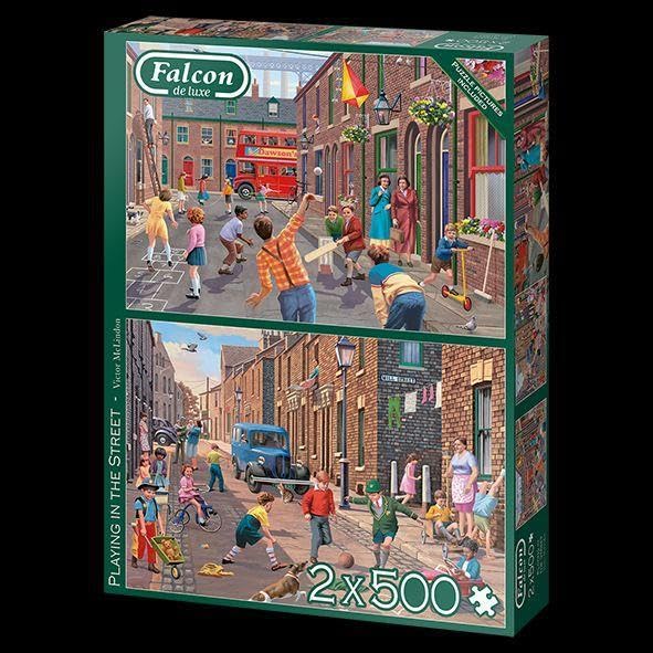 Falcon de luxe Playing in the Street - 2 x 500-Piece Jigsaw Puzzle for Adults 7