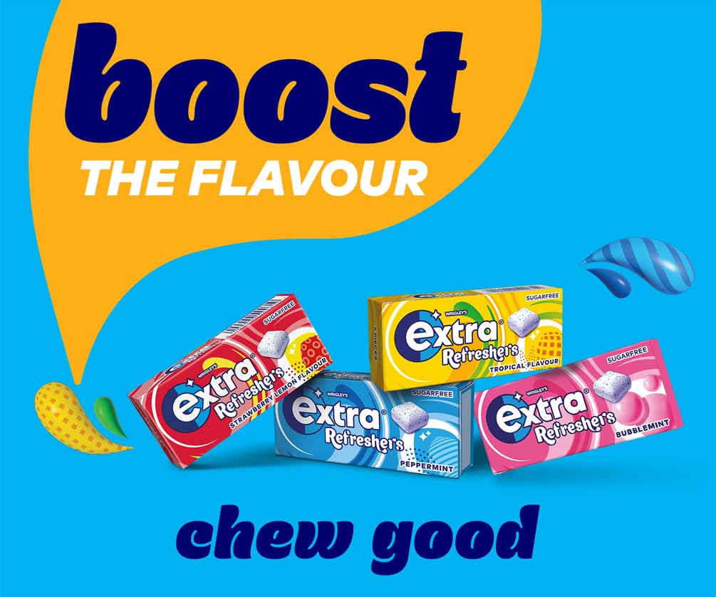 Extra - Refreshers Sugar Free Chewing Gum, Strawberry Lemon Flavour, 16 Packs (112 Pieces) 6