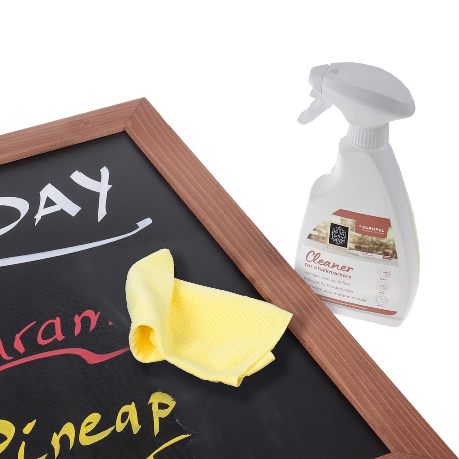 Europel Liquid Chalk Marker Cleaning Spray - 500 ml | Residue-Free Waterproof Chalk Removal 4