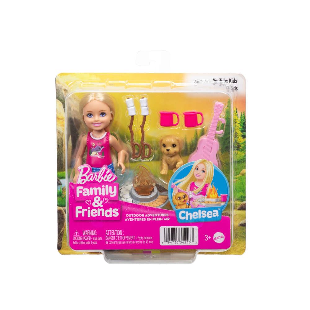 Barbie Chelsea Outdoor Adventures Playset - Chelsea Doll, Puppy, Campfire Accessories | Ages 3+ 6