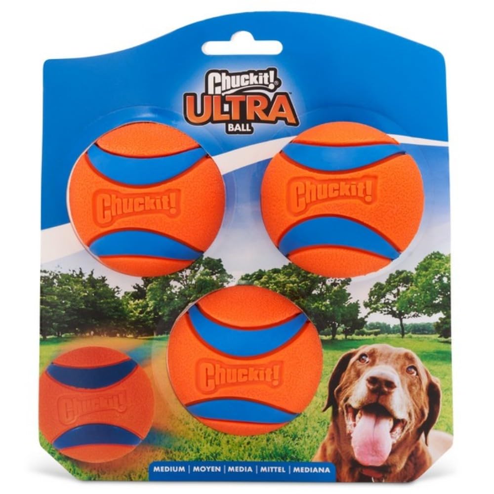 Chuckit! Ultra Ball Dog Toy - Durable Rubber, High Bounce, Launcher Compatible | 3 Pack, Medium 1