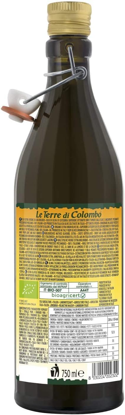 Le Terre di Colombo - 100% Italian Organic Extra Virgin Olive Oil 0.75L 3