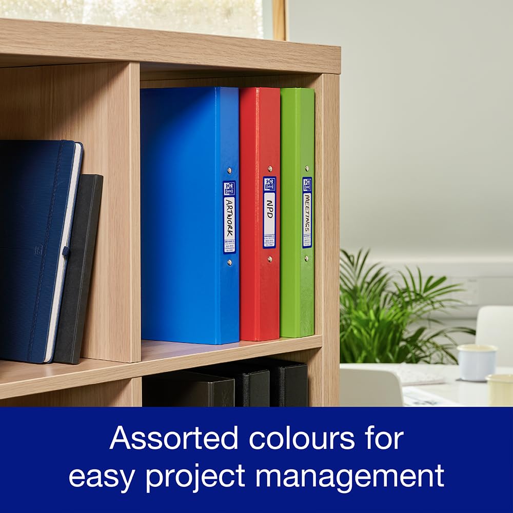 Oxford A4 O-Ring Binders - 3 Pack Red Green Blue | 40mm Spine | 250 Sheet Capacity 6