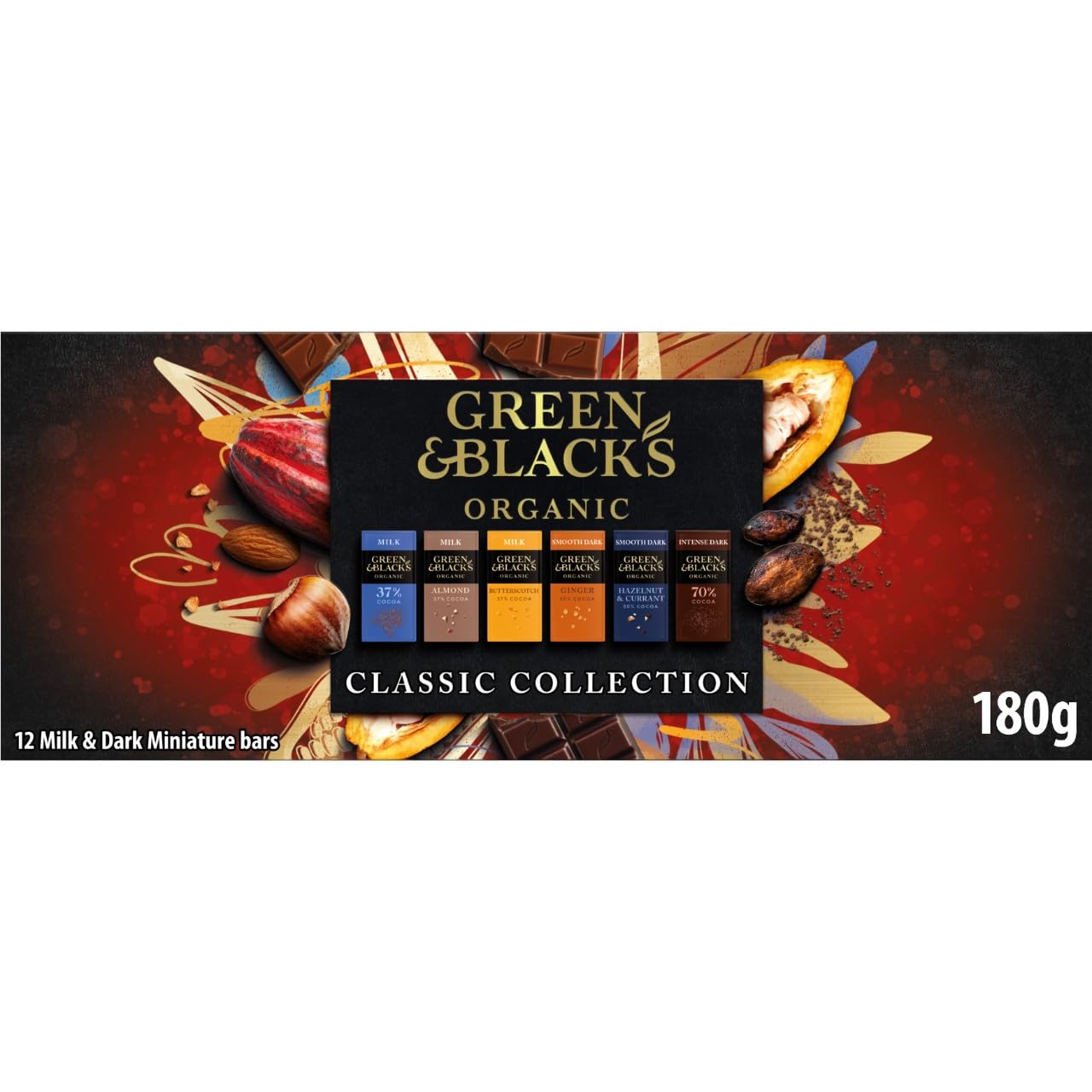 Green & Black's Organic Tasting Collection - Assorted Miniature Chocolate Bars Box of 12