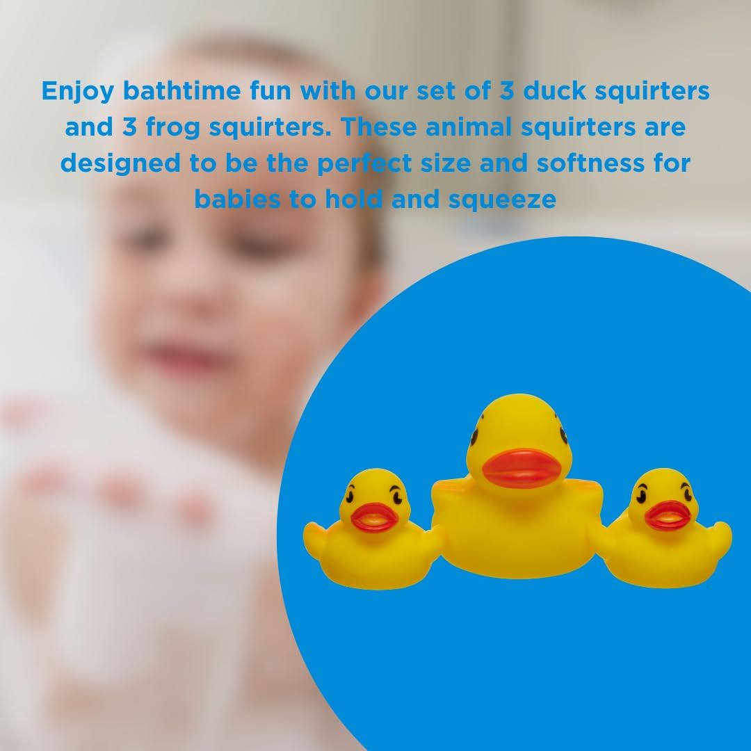 Vital Baby Splash Bath Squirters - 3 Duck & 3 Frog Bath Toys for Imaginative Play 6
