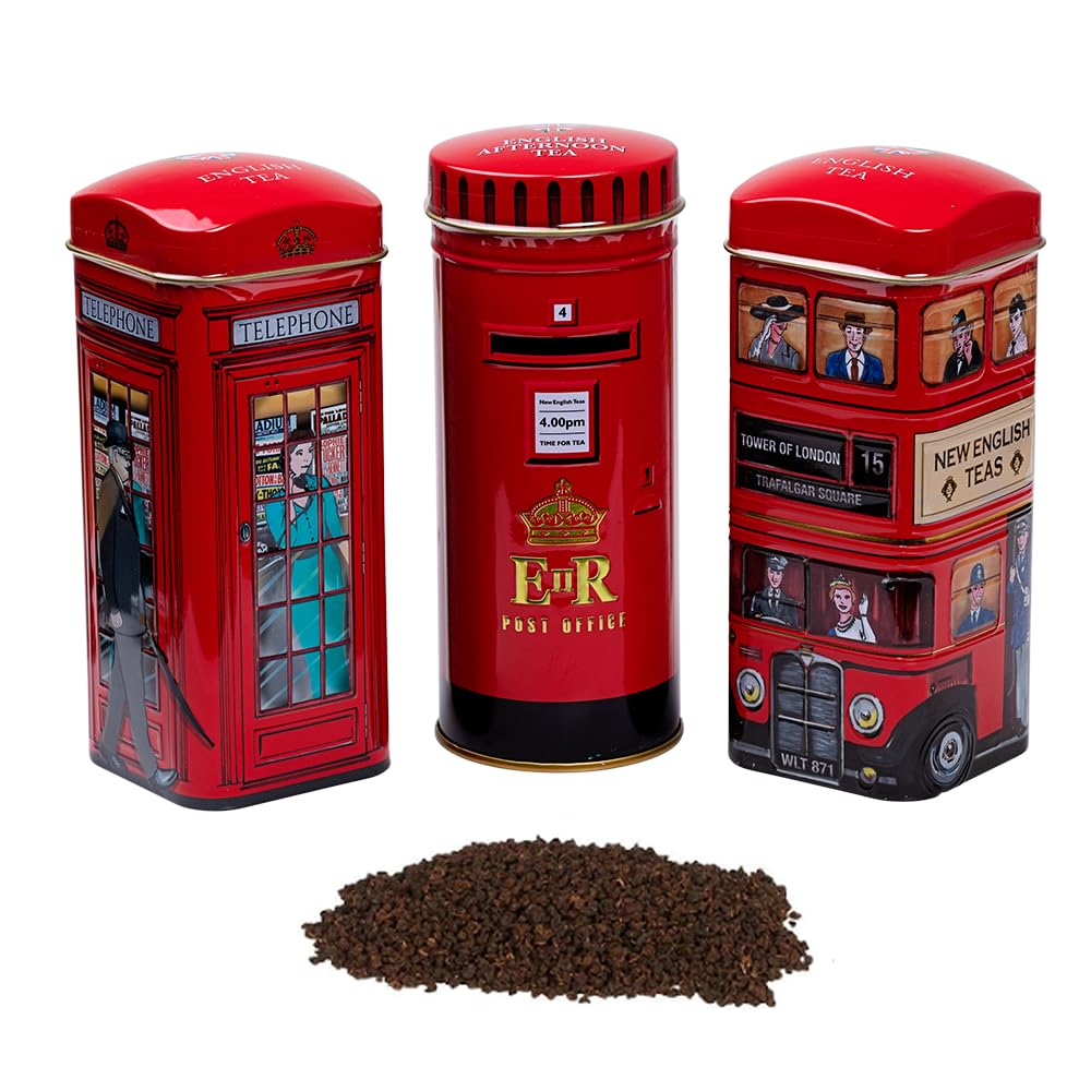 New English Teas Heritage Range English Icons - English Tea Selection Triple Tin Gift Pack 4