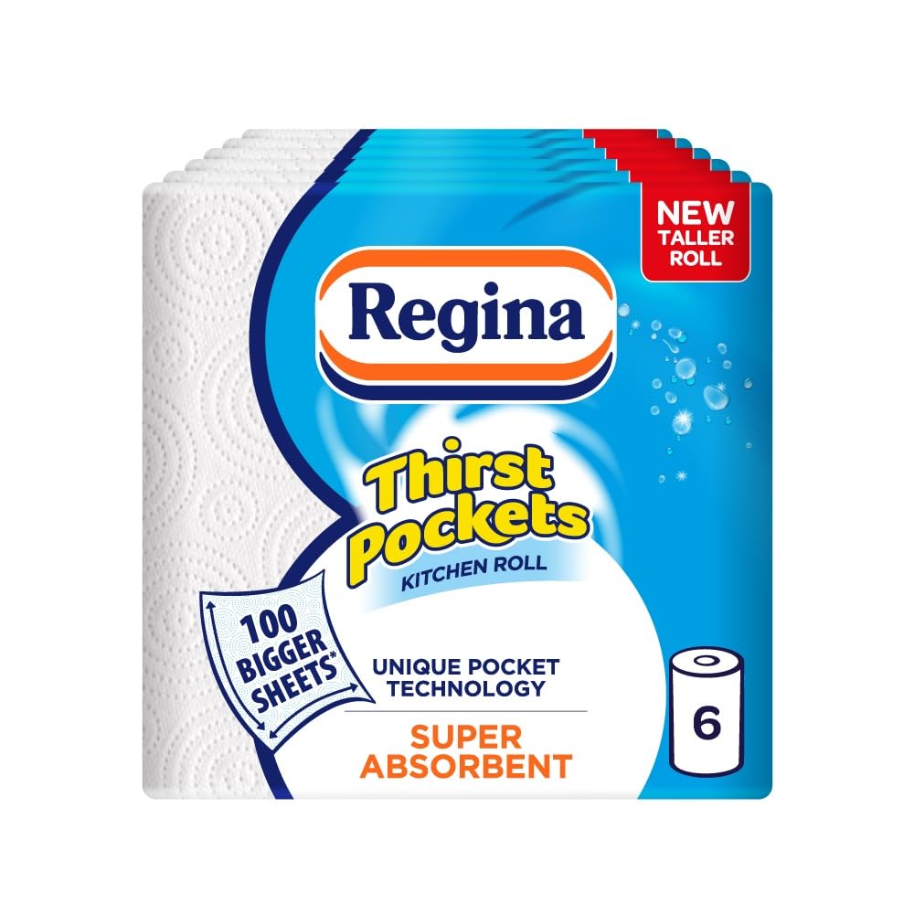 Regina - Thirst Pockets Kitchen Roll, 6 Rolls 7