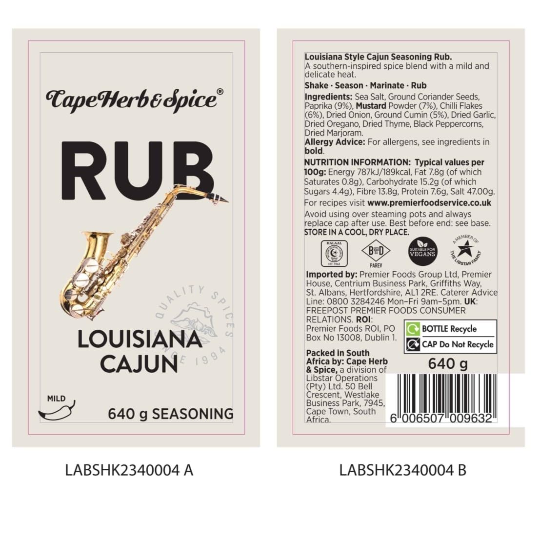 Cape Herb & Spice - Louisiana Cajun Seasoning 640 g