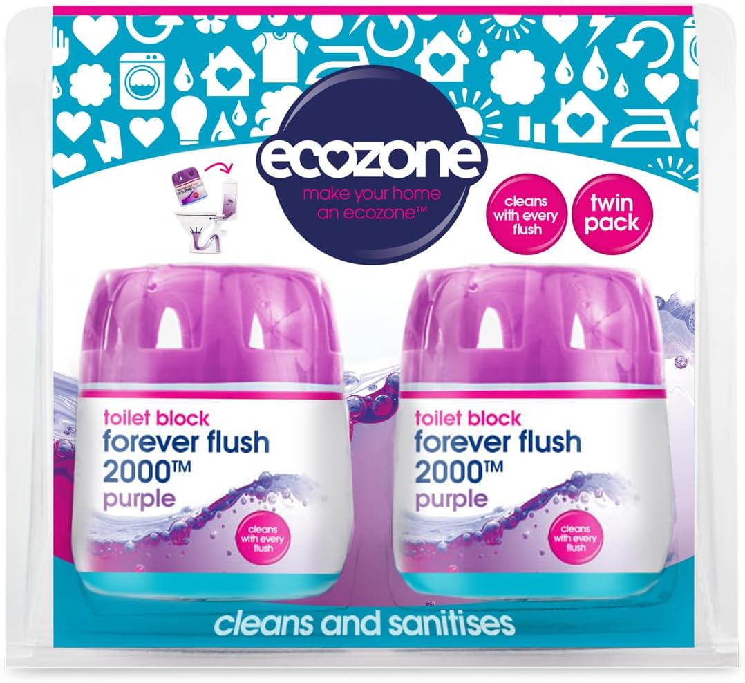Ecozone Forever Flush 2000 Purple Toilet Blocks - Eco Friendly Toilet Cleaner & Descaler