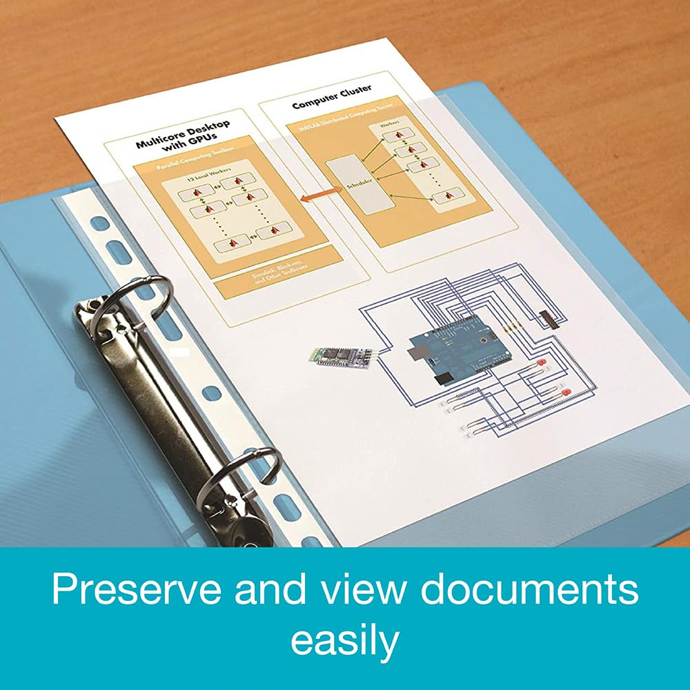 SUMMIT A4 Bulk Punched Pockets - 300 Clear Plastic Sleeves with Embossed Finish | Top Loading 5