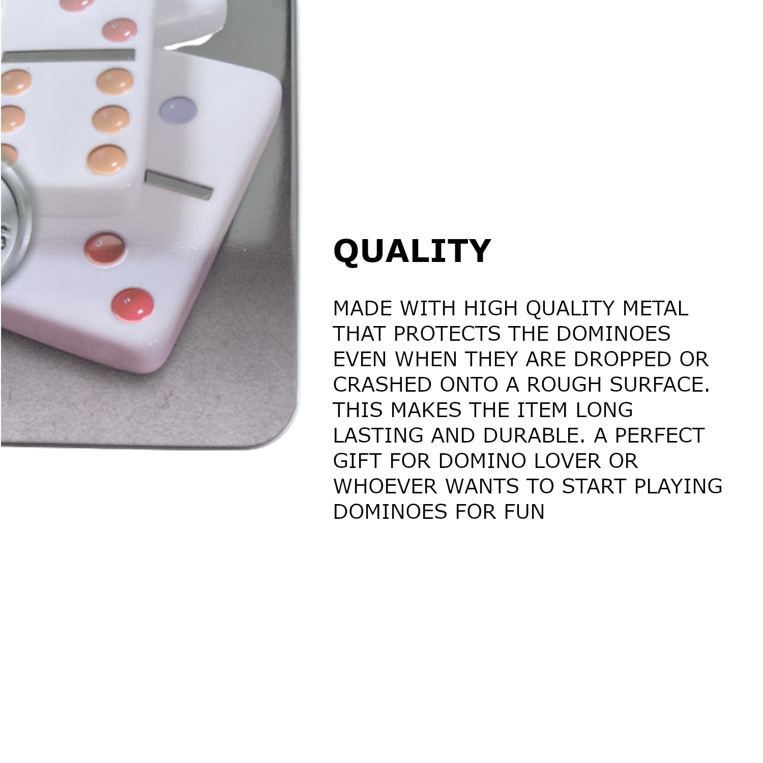SHINE Double Six Dominoes Set with Color Dot Design in Metal Tin 5