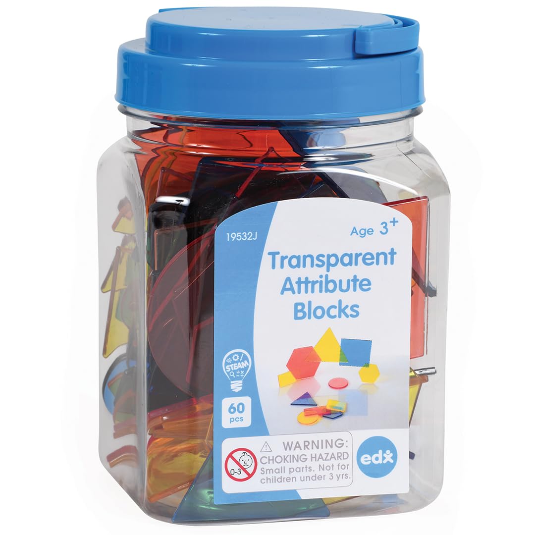 edxeducation Transparent Attribute Blocks - Educational Playset for Early Learning
