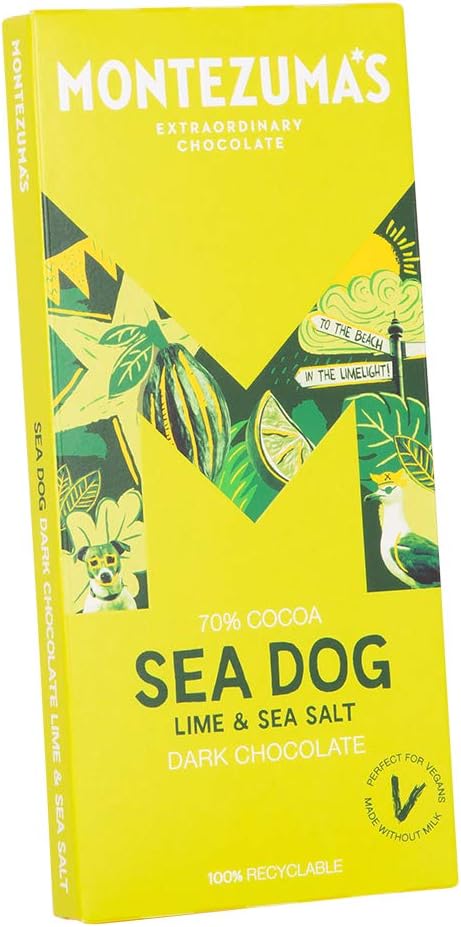 Montezuma - Sea Dog 70% Cocoa Dark Chocolate with Sea Salt & Lime, Vegan Gluten-Free Bar 7