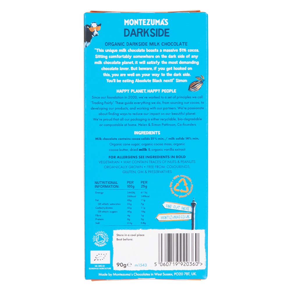 Montezuma - Darkside 51% Cocoa Dark Milk Chocolate Bar, Organic & Gluten-Free 4