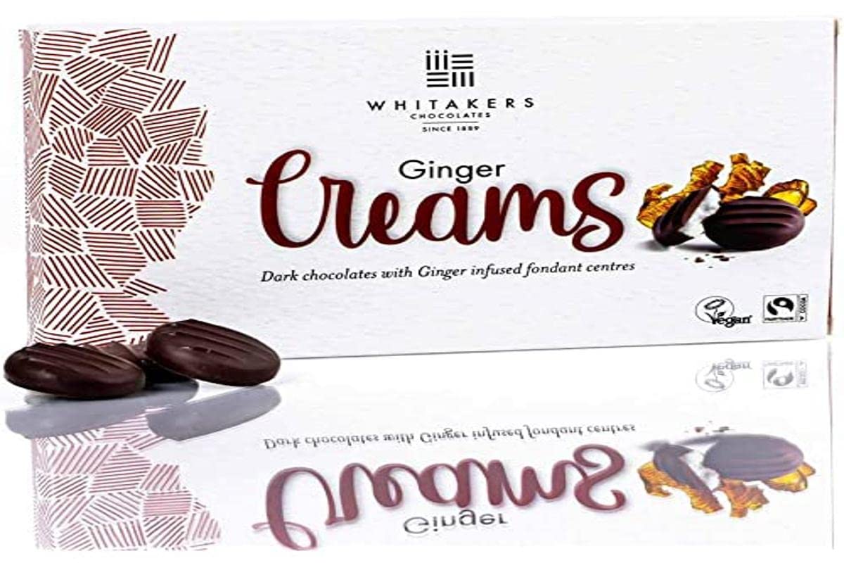 Whitakers Ginger Creams Fairtrade Dark Chocolate Vegan 150g