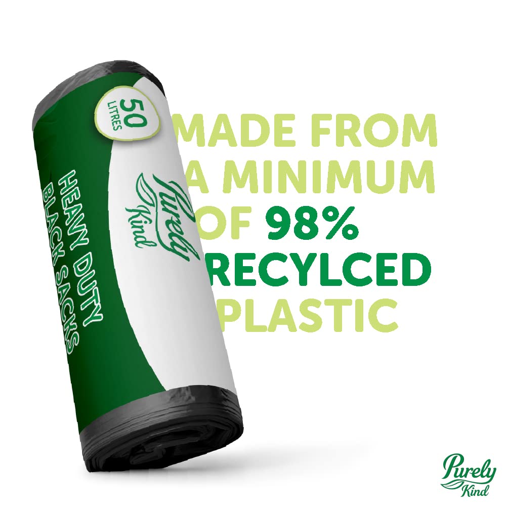 Blake & White Purely Kind Heavy Duty Black Sacks | 50L | Roll of 30 6