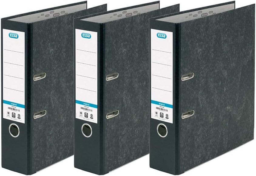 Lever Arch File | ELBA, A4 Paper on Board, Black, Pack of 3, 400129085