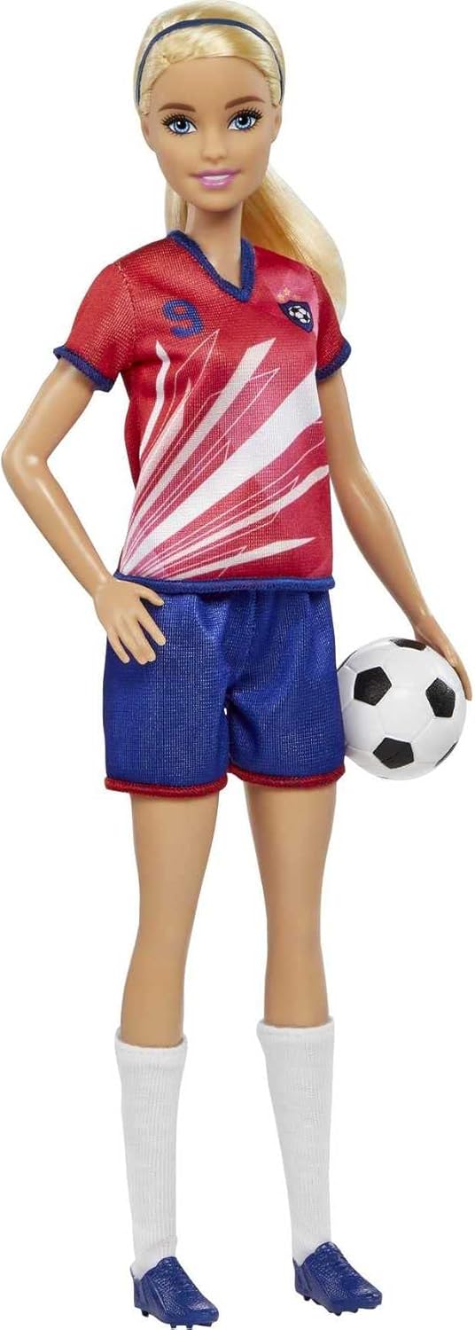 Barbie Soccer Doll - Blonde Ponytail, #9 Uniform, Soccer Ball & Cleats, Ages 3+