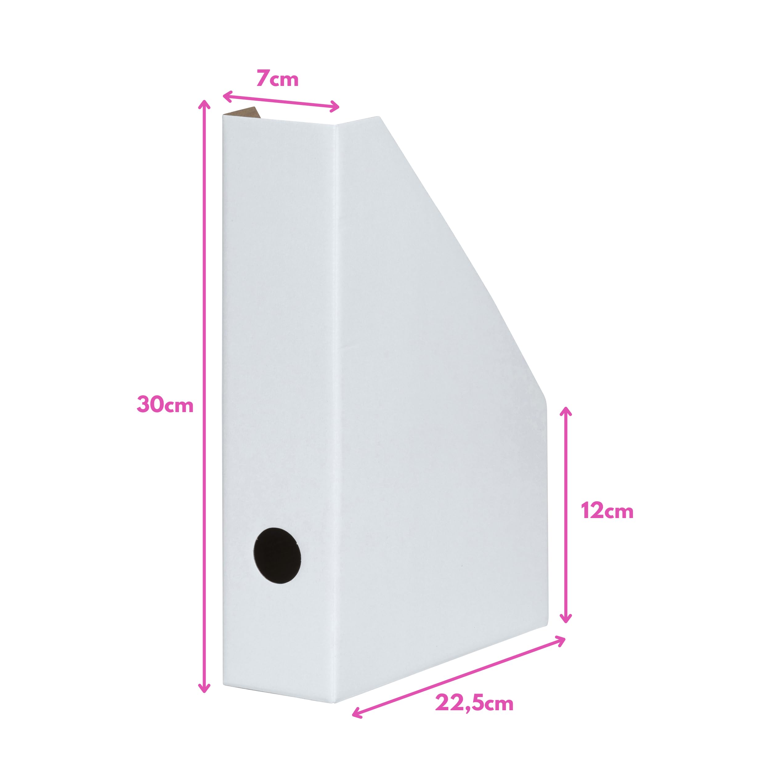 LANDRE Magazine File Set - Pack of 5 Lightweight White Cardboard Organisers for A4 Documents 2