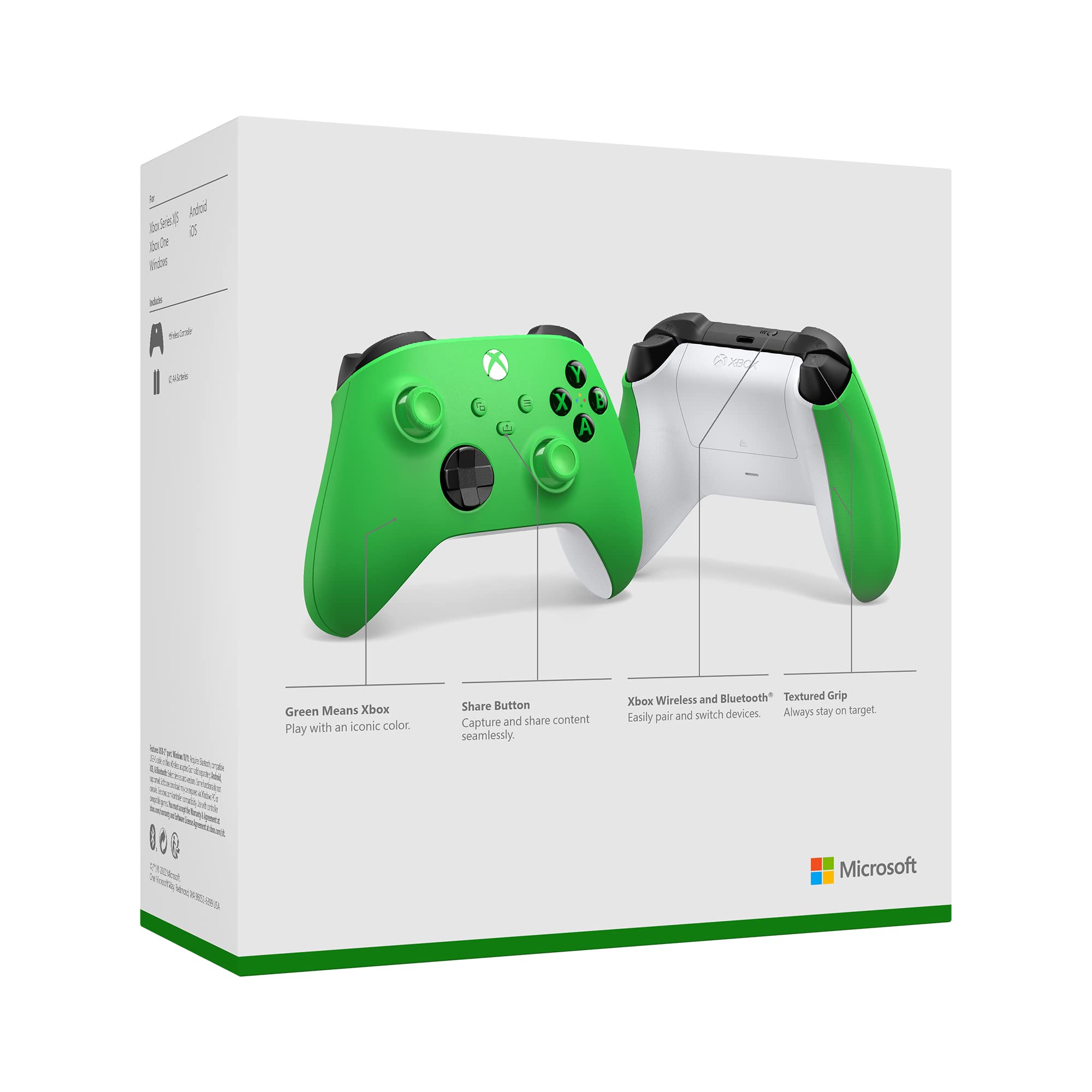 Xbox Wireless Controller – Velocity Green for Xbox Series X|S, Xbox One, Windows, Android
