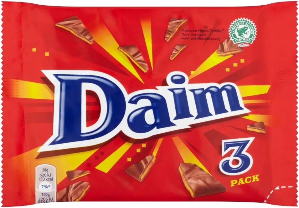 Daim - Milk Chocolate with Crunchy Almond Caramel Bars 84g (Pack of 24 Multipacks)