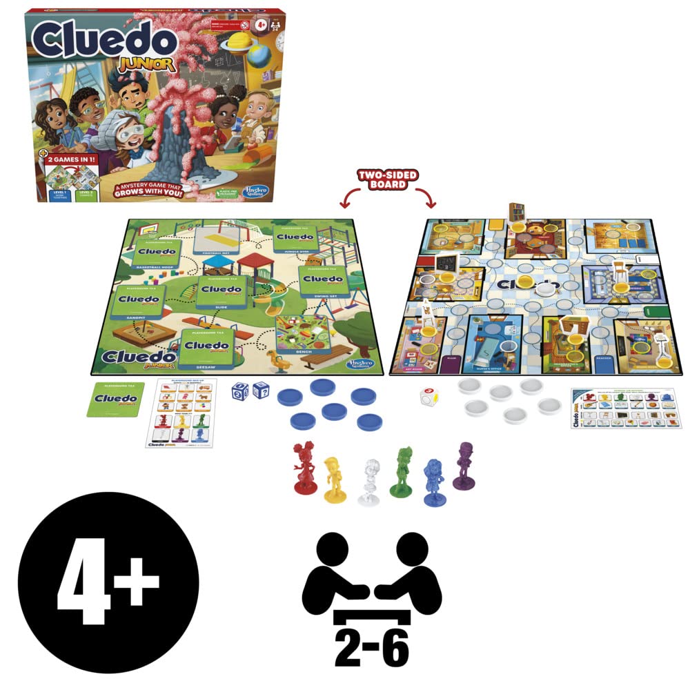 Hasbro Gaming Cluedo Junior Board Game, 2-in-1 Detective Game for Kids 4+ Years, Double-Sided Gameboard for 2-6 Players 3