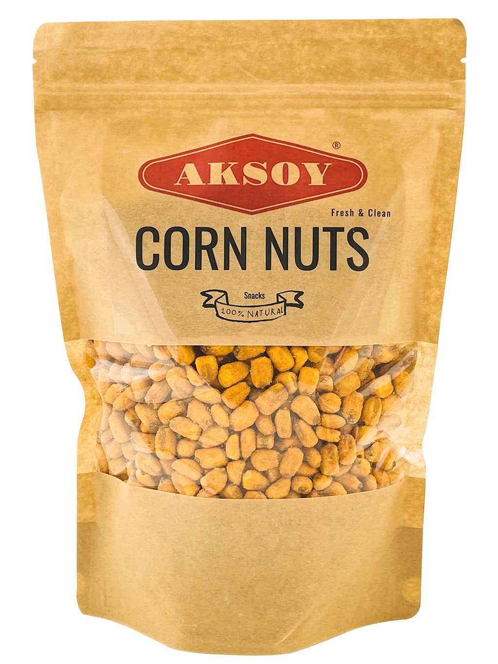 Aksoy Natural Craving Salted and Roasted Corn Nuts 500g - Original Toasted, Resealable Bag