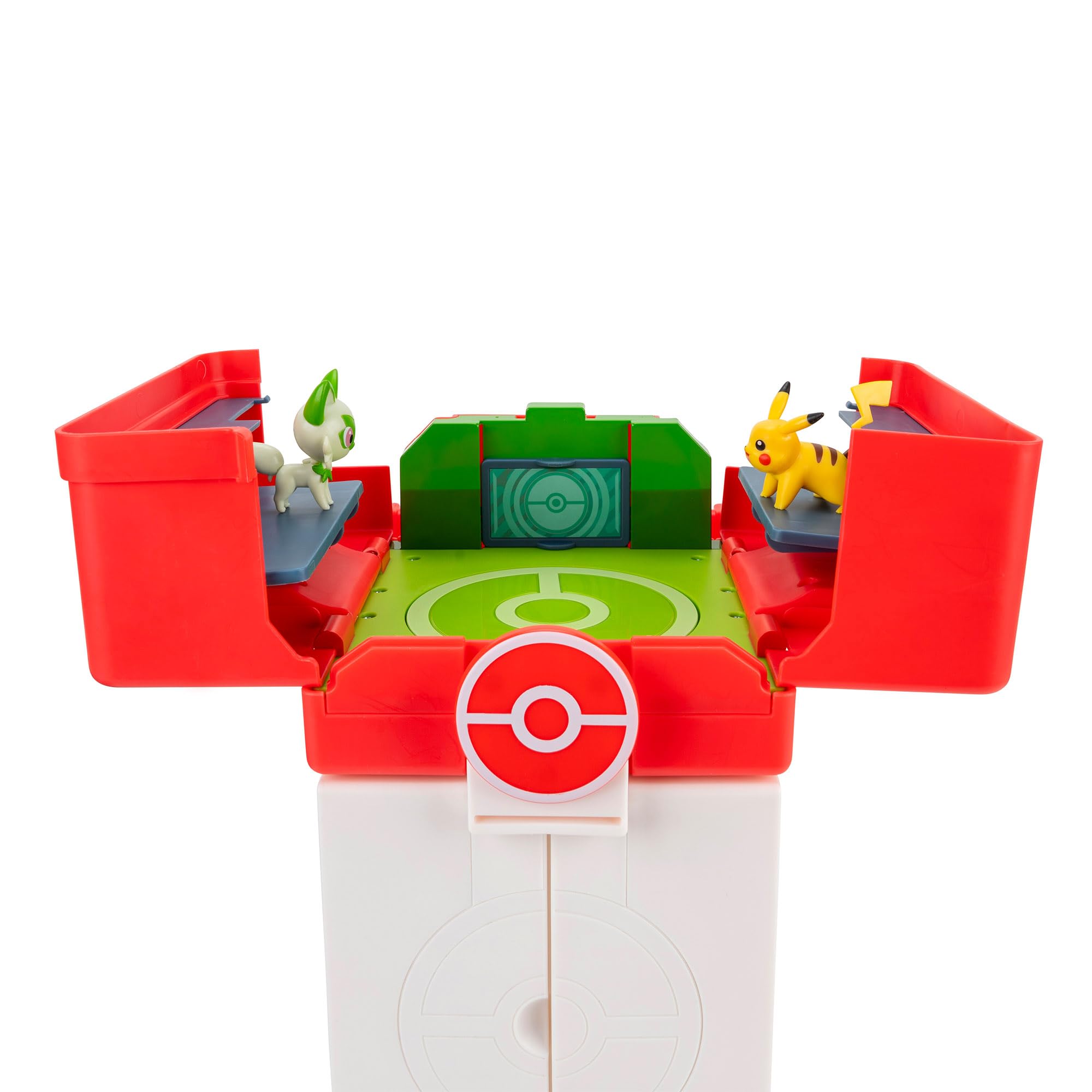 Pokémon Play ‘N’ Display Case - Multi-Level Storage with Rooftop Arena & 2 Battle Figures