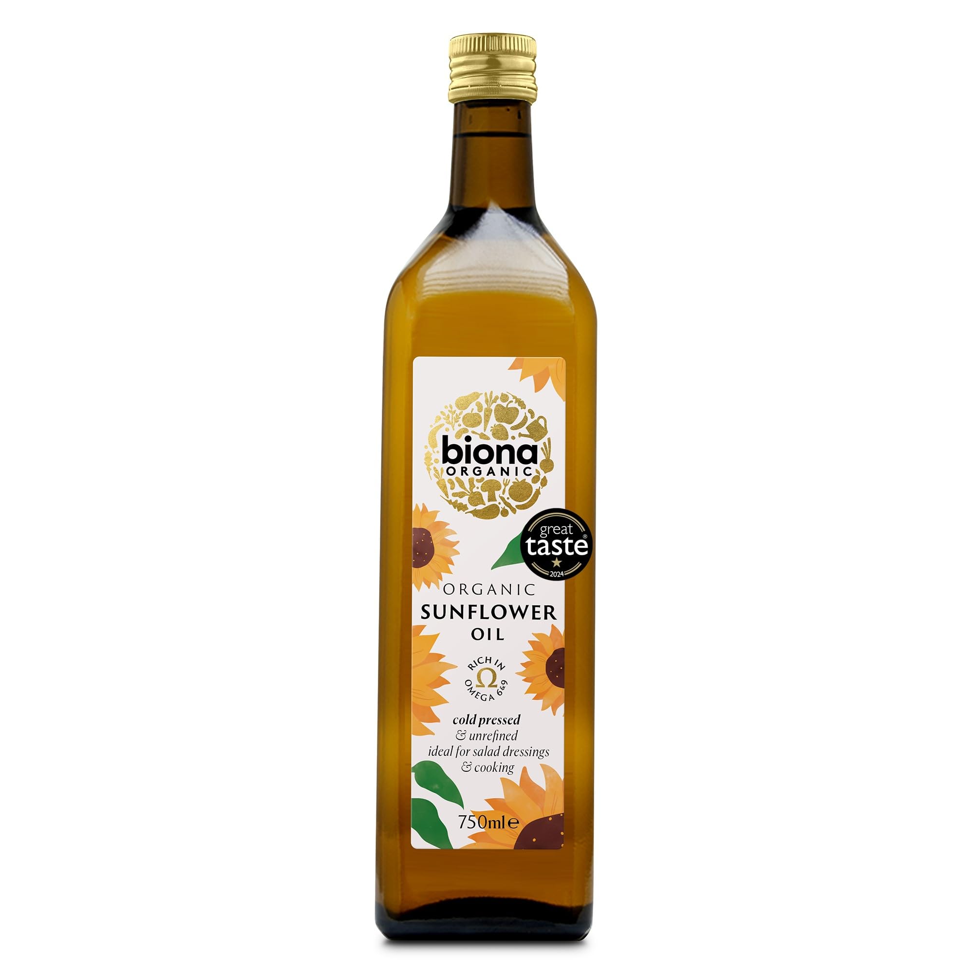Biona Organic Sunflower Oil 750ml - Cold Pressed Unrefined - Great Taste Award Winner