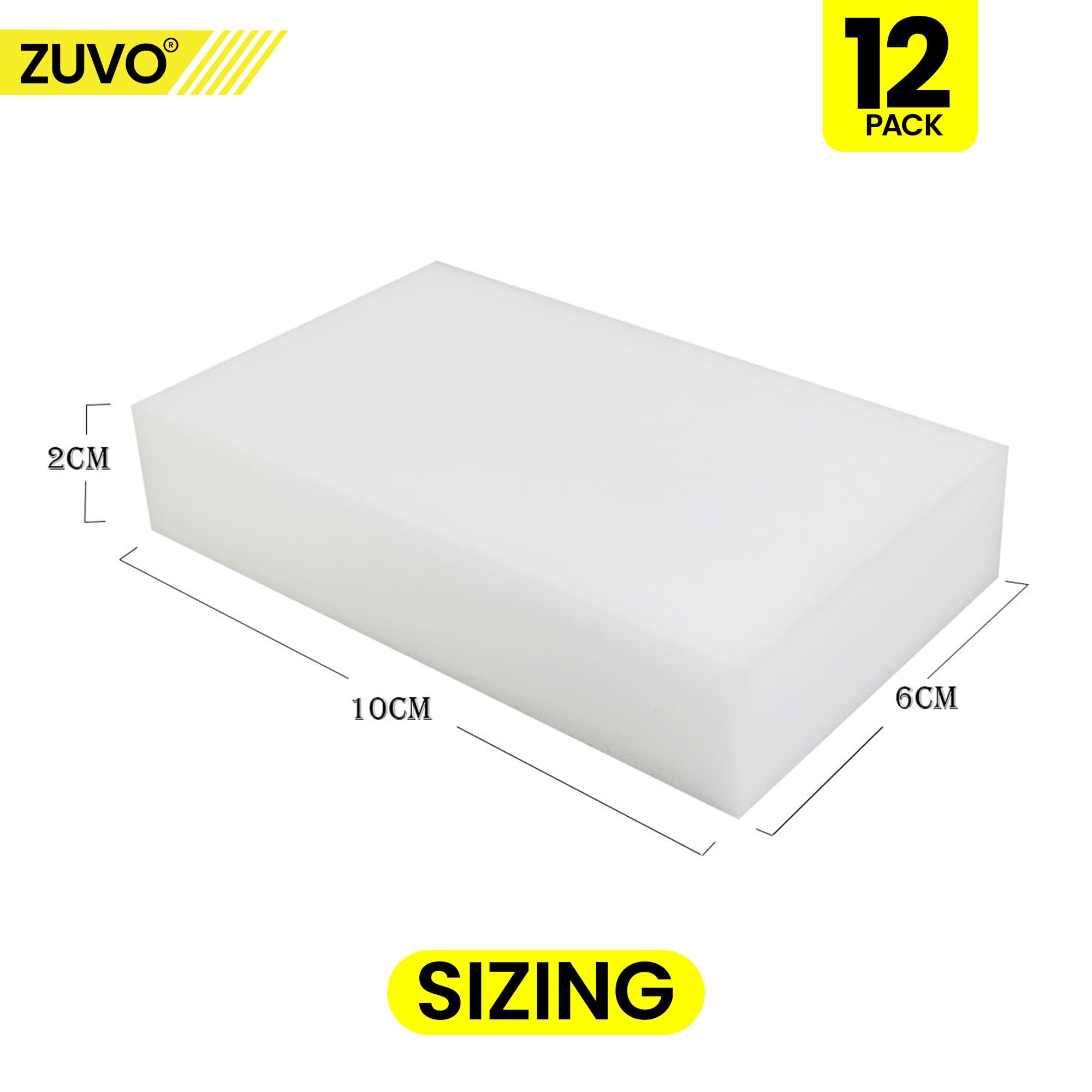 Zuvo Magic Eraser Sponge - Heavy-Duty Cleaning | 12-Pack | Melamine 2