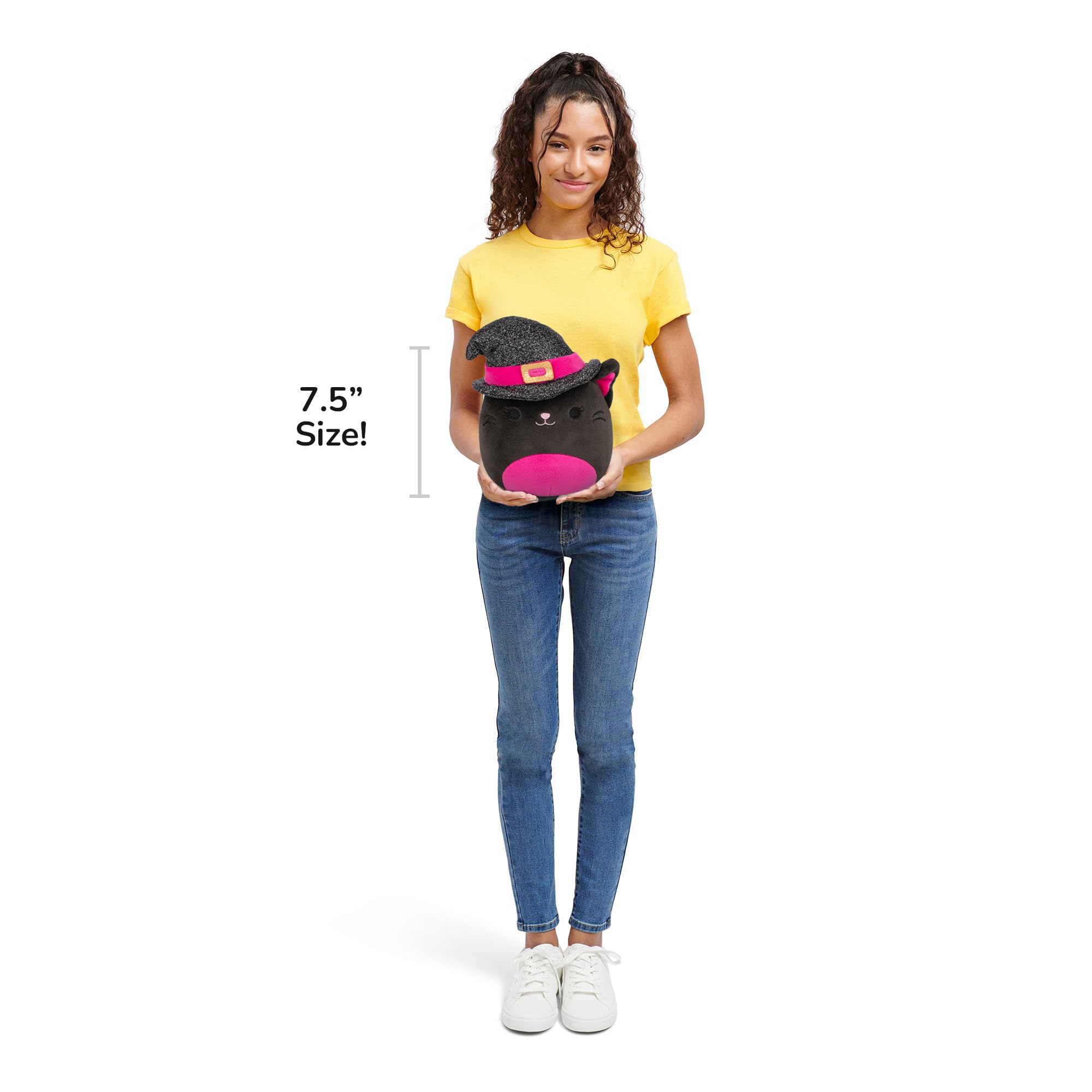 Squishmallows 7.5-Inch Catarina the Black Hat With Witch Cat Halloween Plush - Soft Stuffed Animal for Kids