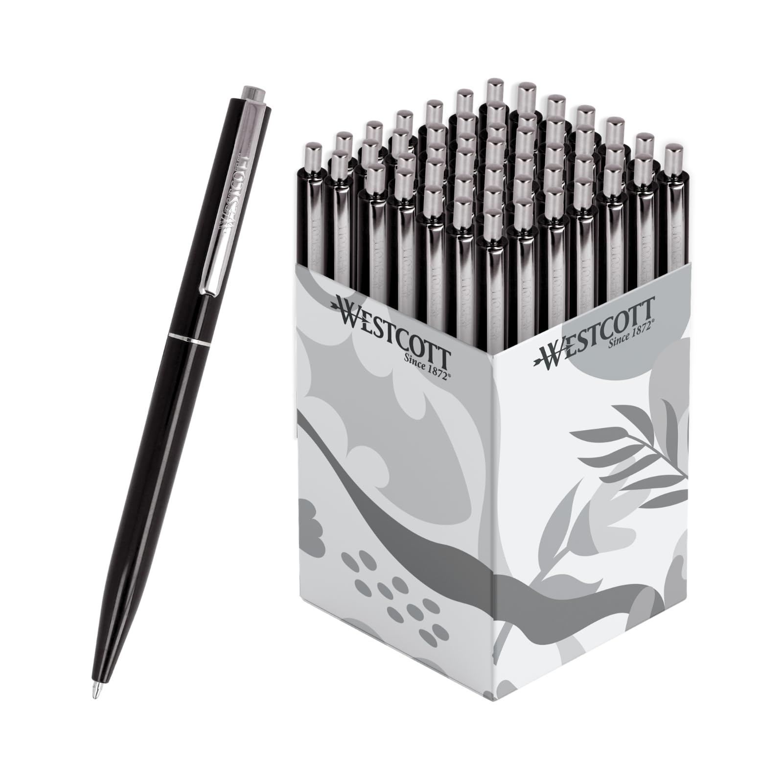 Westcott ALLTIME Retractable Ballpoint Pens - Black Ink, Medium Point (0.5mm) | Pack of 50