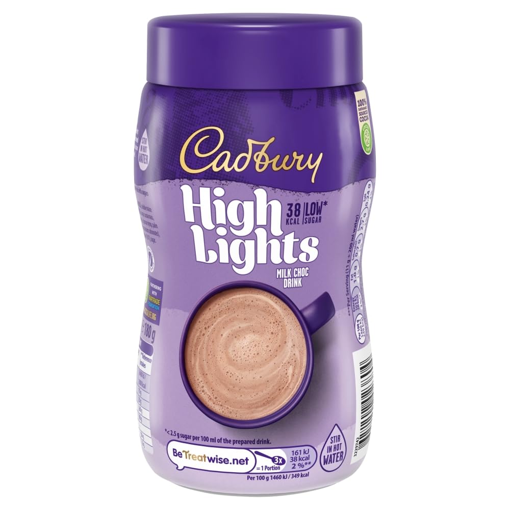 Cadbury - Highlights Milk Chocolate Hot Drink, Low Calorie, Stir-in Instant Mix