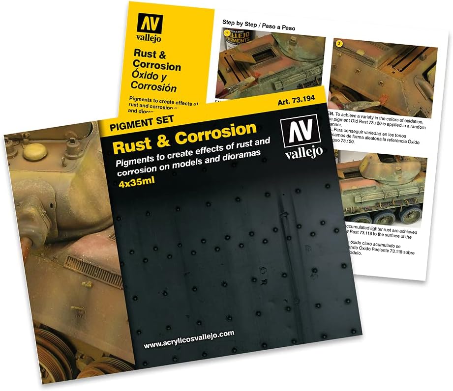 Acrylicos Vallejo Rust & Corrosion Pigments Set - 4-Pigment Art Set with Step-by-Step Guide 4