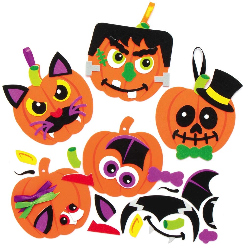 Baker Ross Pumpkin Mix and Match Halloween Decoration Craft Kits - Pack of 8
