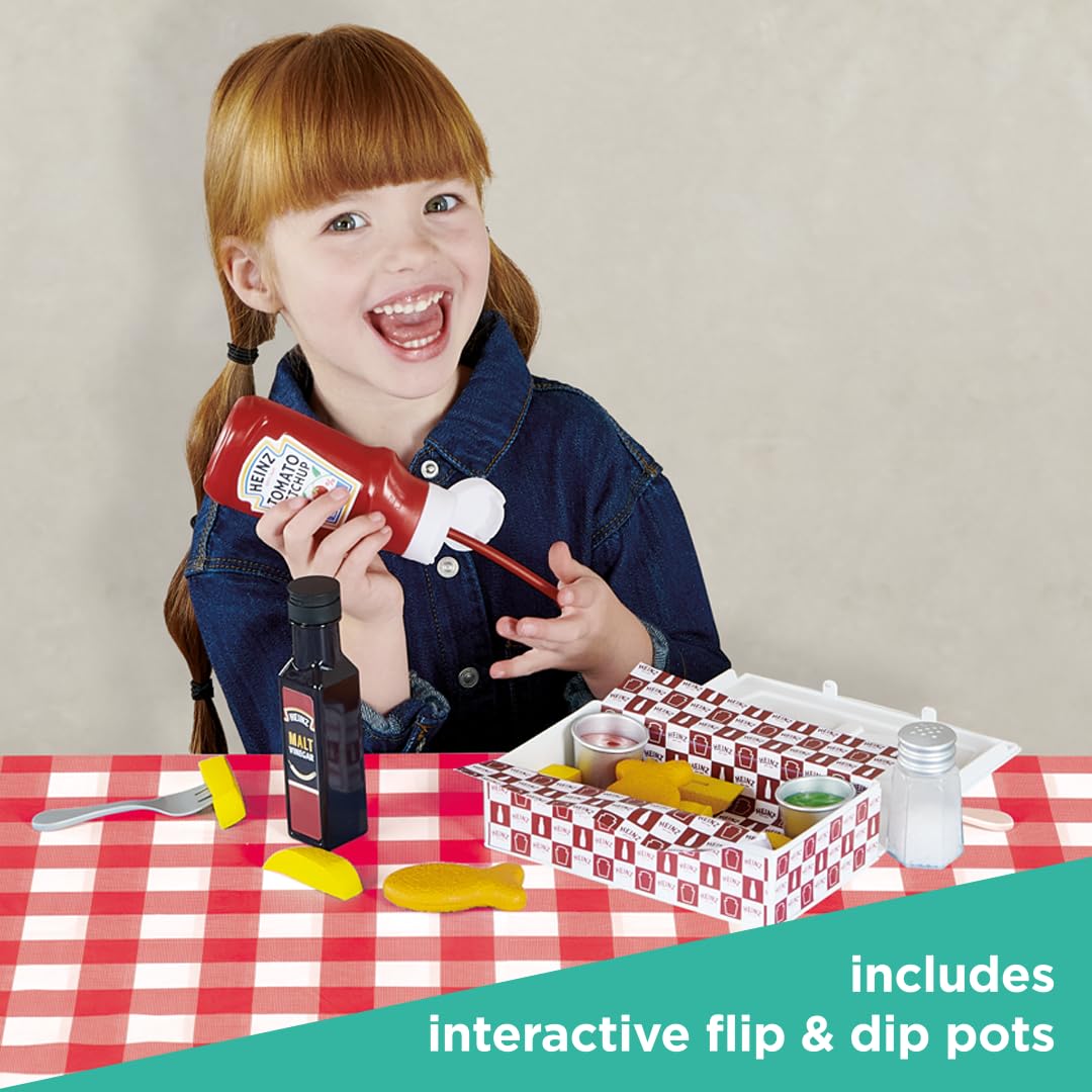 Casdon Heinz Fish & Chips Takeaway Set - Pretend Play Food Set for Ages 3+ 4